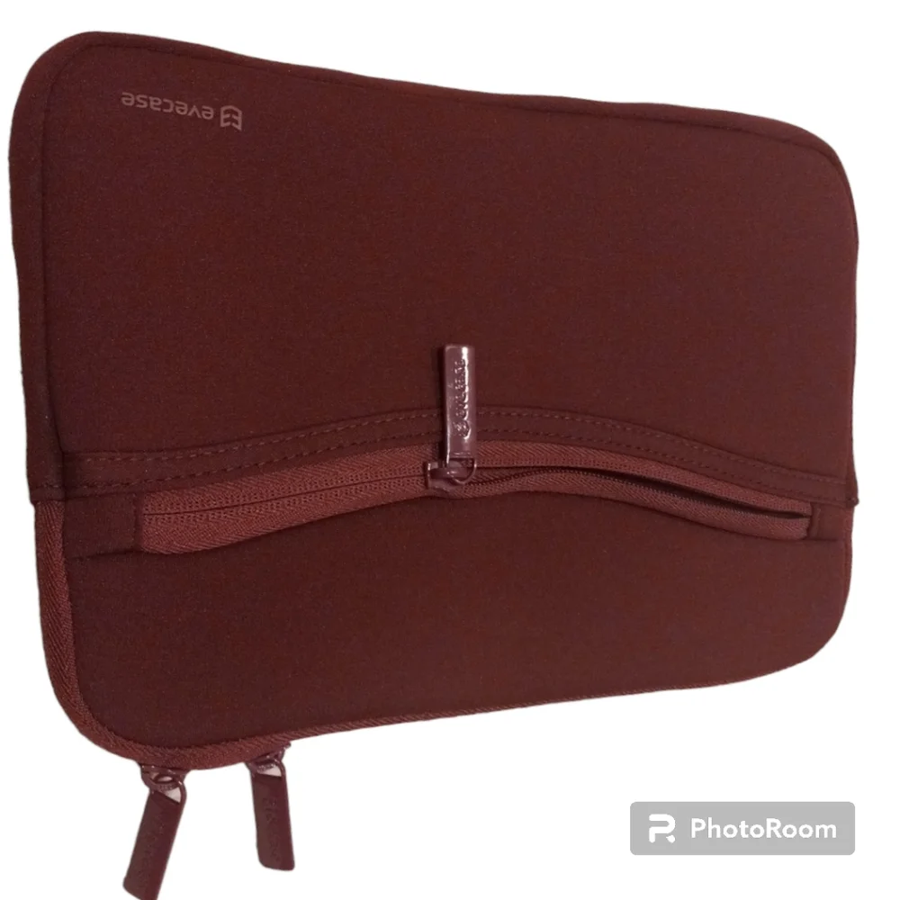 Evecase Tablet IPad Portable Padded Zipper Case Burgundy Pouch Bag With Hardware